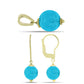 Conjunto de Prata com Banho de Ouro com Jade Azul ( Brincos+Pendente )
