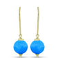 Conjunto de Prata com Banho de Ouro com Jade Azul ( Brincos+Pendente )