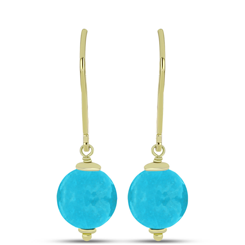 Conjunto de Prata com Banho de Ouro com Jade Azul ( Brincos+Pendente )