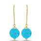 Conjunto de Prata com Banho de Ouro com Jade Azul ( Brincos+Pendente )