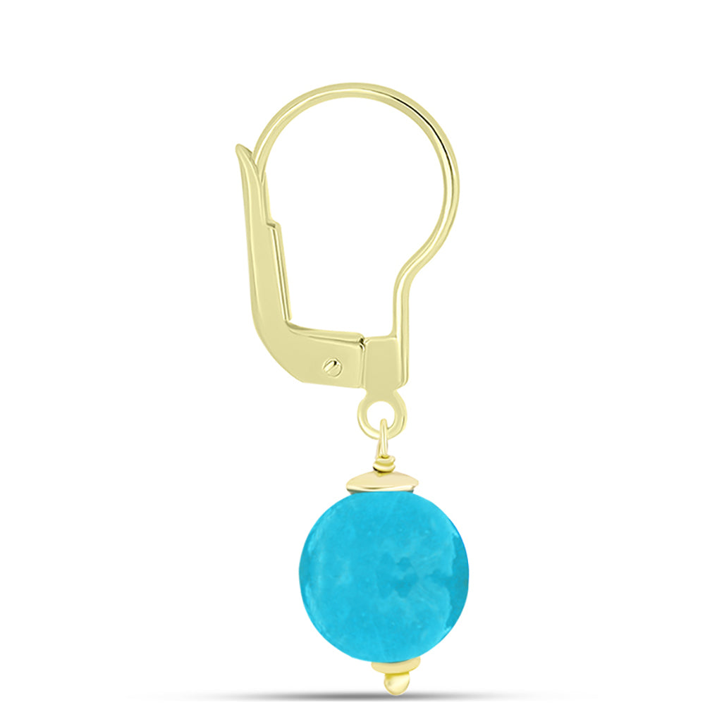 Conjunto de Prata com Banho de Ouro com Jade Azul ( Brincos+Pendente )