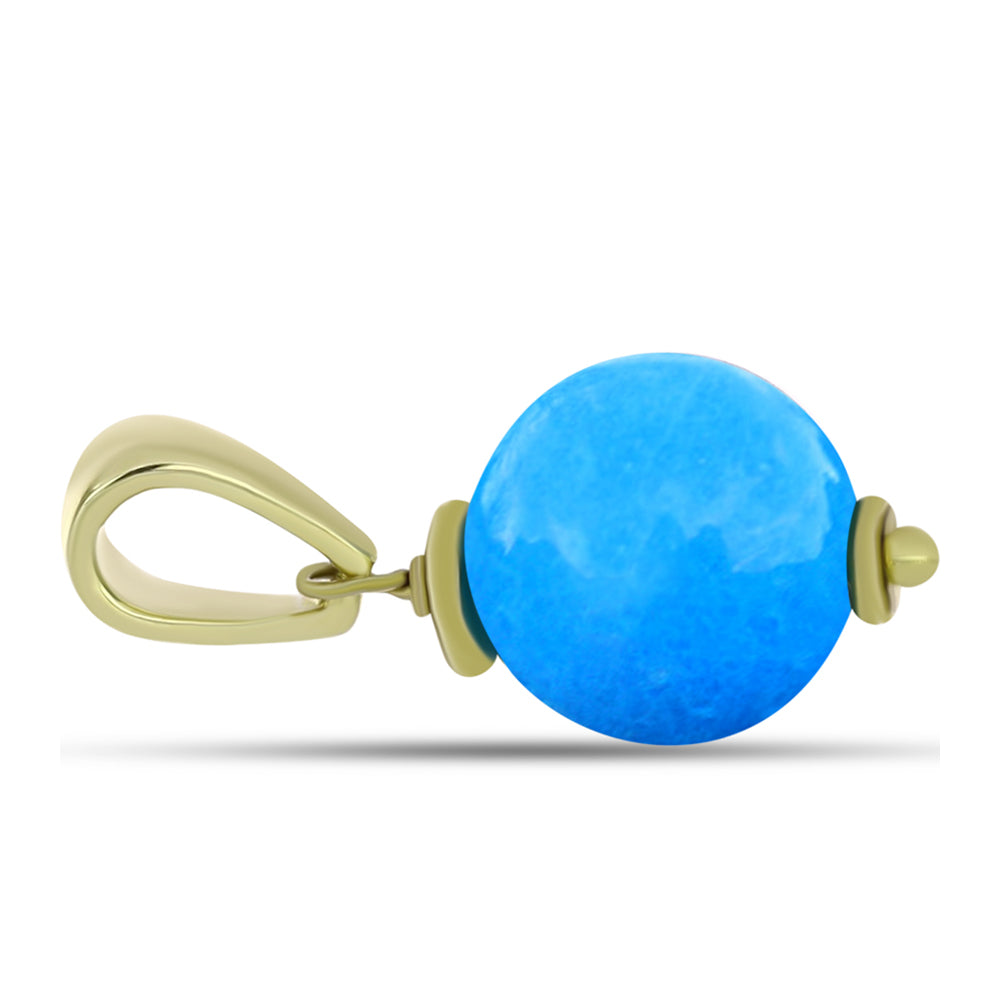 Conjunto de Prata com Banho de Ouro com Jade Azul ( Brincos+Pendente )