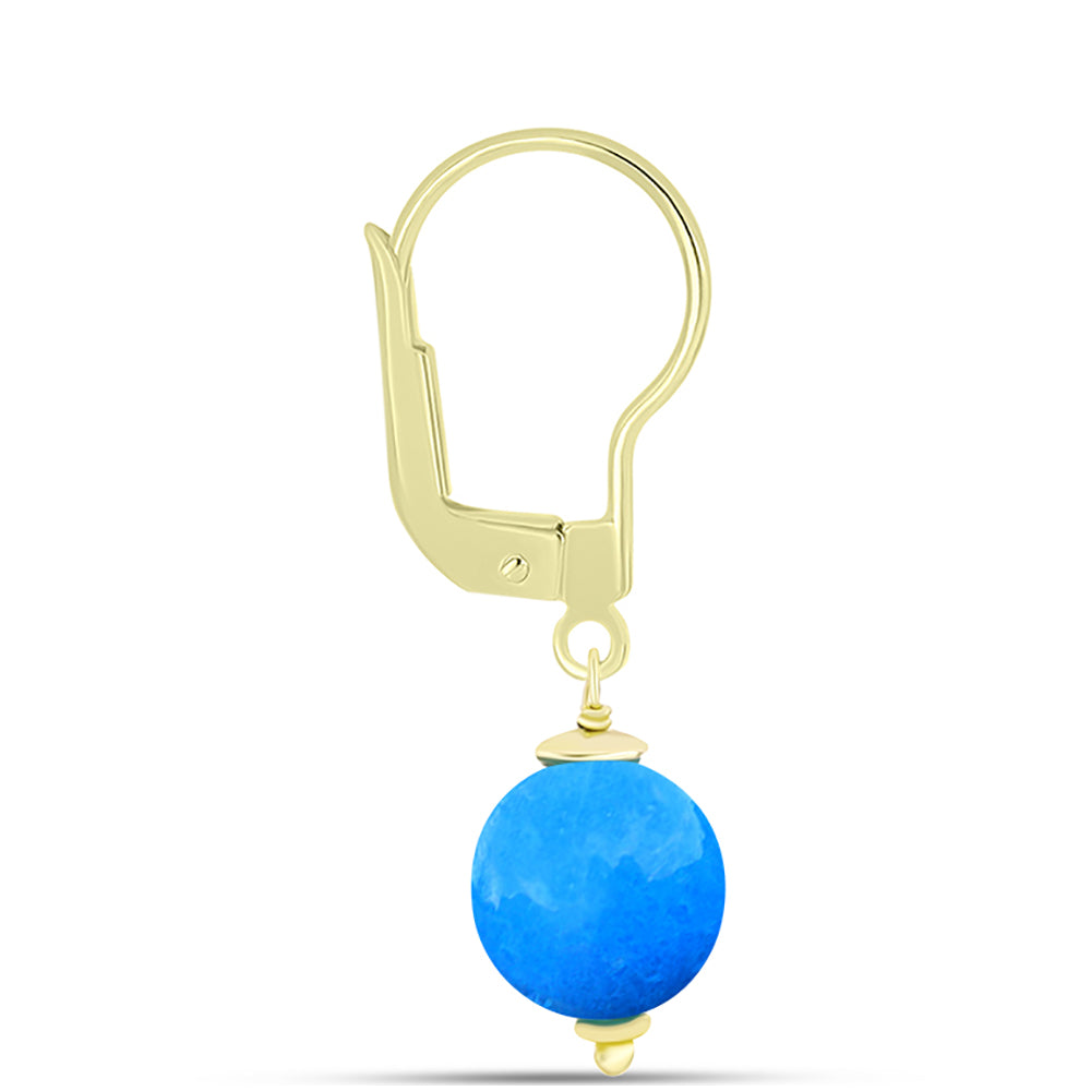 Conjunto de Prata com Banho de Ouro com Jade Azul ( Brincos+Pendente ) 3 