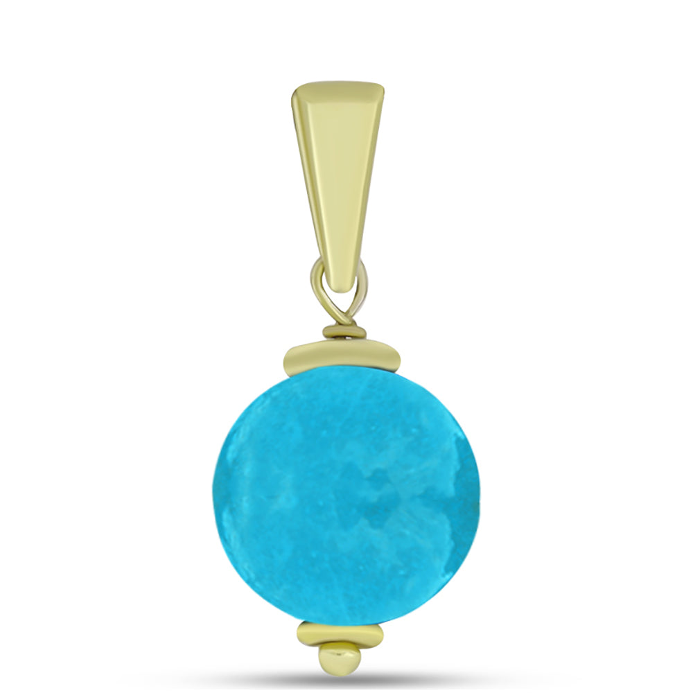 Conjunto de Prata com Banho de Ouro com Jade Azul ( Brincos+Pendente ) 8 
