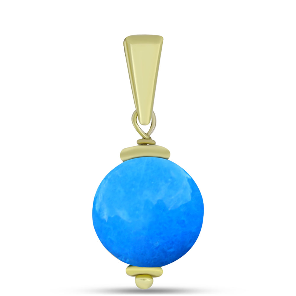 Conjunto de Prata com Banho de Ouro com Jade Azul ( Brincos+Pendente ) 5 