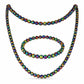 Conjunto com Quartzo Hematita Verde Místico ( Colar+Pulseira )