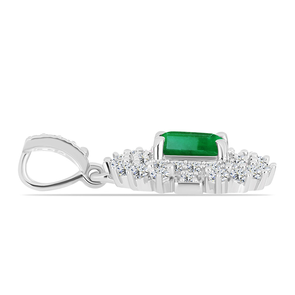 Pendente de Prata com Esmeralda da Zambézia e Topázio Branco