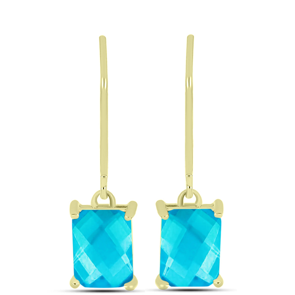 Brincos de Prata com Banho de Ouro com Jade Azul 1 