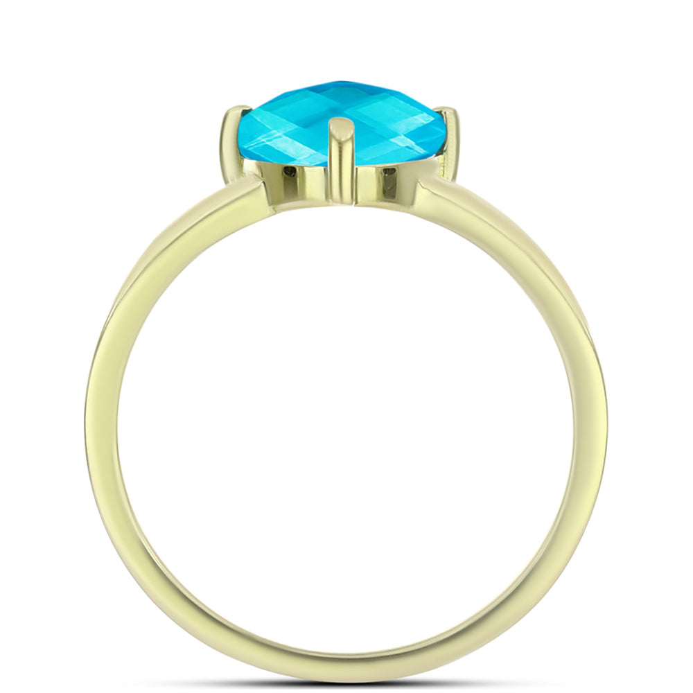 Anel de Prata com Banho de Ouro com Jade Azul