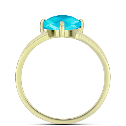 Anel de Prata com Banho de Ouro com Jade Azul