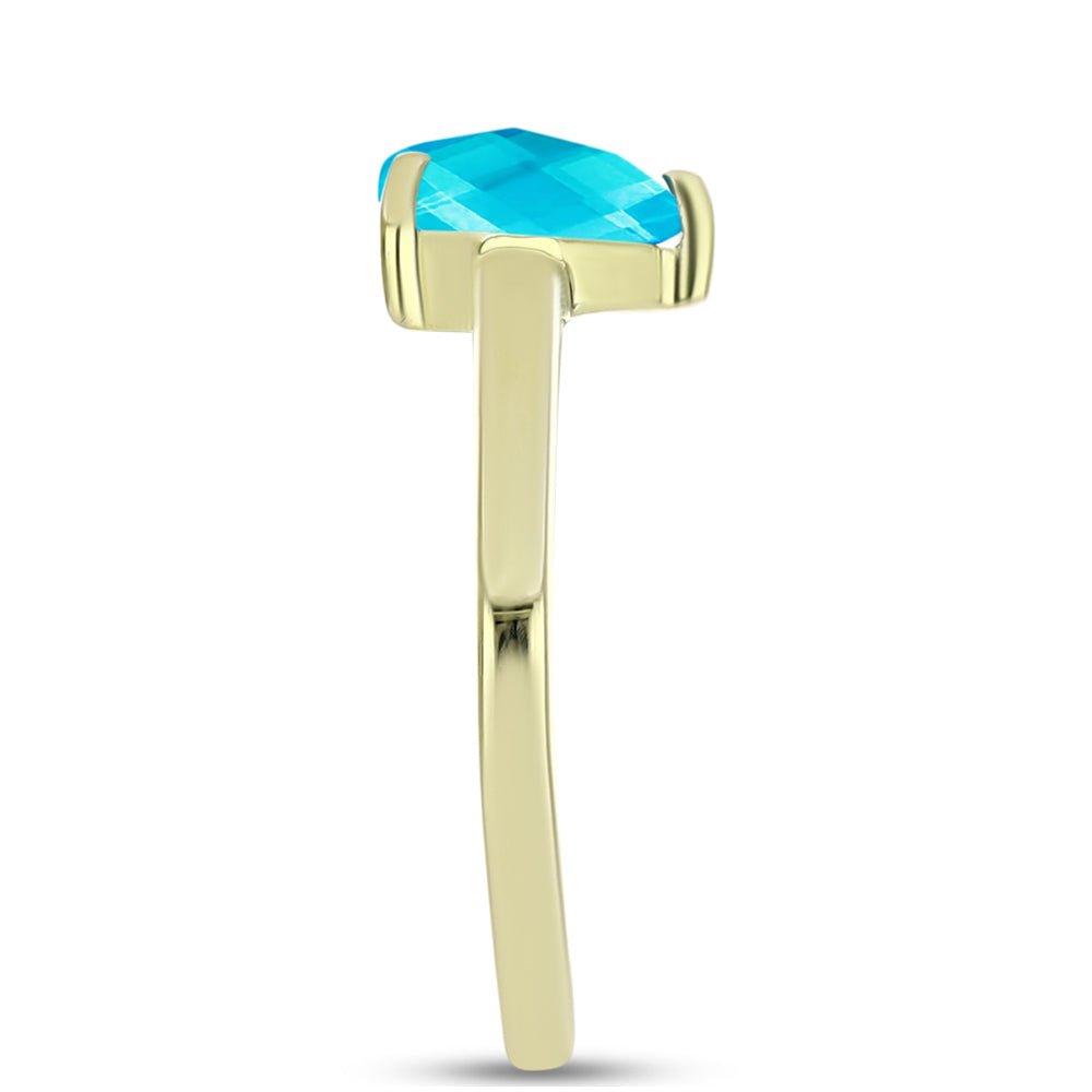 Anel de Prata com Banho de Ouro com Jade Azul