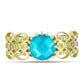 Anel de Prata com Banho de Ouro com Jade Azul  Contraste: Cabeca de Veado (800)