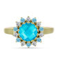 Anel de Prata com Banho de Ouro com Jade Azul  Contraste: Cabeca de Veado (800)
