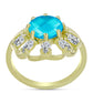 Anel de Prata com Banho de Ouro com Jade Azul e Topázio Branco  Contraste: Cabeca de Veado (800)