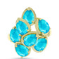 Anel de Prata com Banho de Ouro com Jade Azul  Contraste: Cabeca de Veado (800)