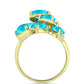 Anel de Prata com Banho de Ouro com Jade Azul  Contraste: Cabeca de Veado (800)