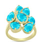 Anel de Prata com Banho de Ouro com Jade Azul  Contraste: Cabeca de Veado (800)