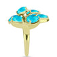 Anel de Prata com Banho de Ouro com Jade Azul  Contraste: Cabeca de Veado (800)