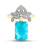 Pendente de Prata com Banho de Ouro com Jade Azul e Topázio Branco