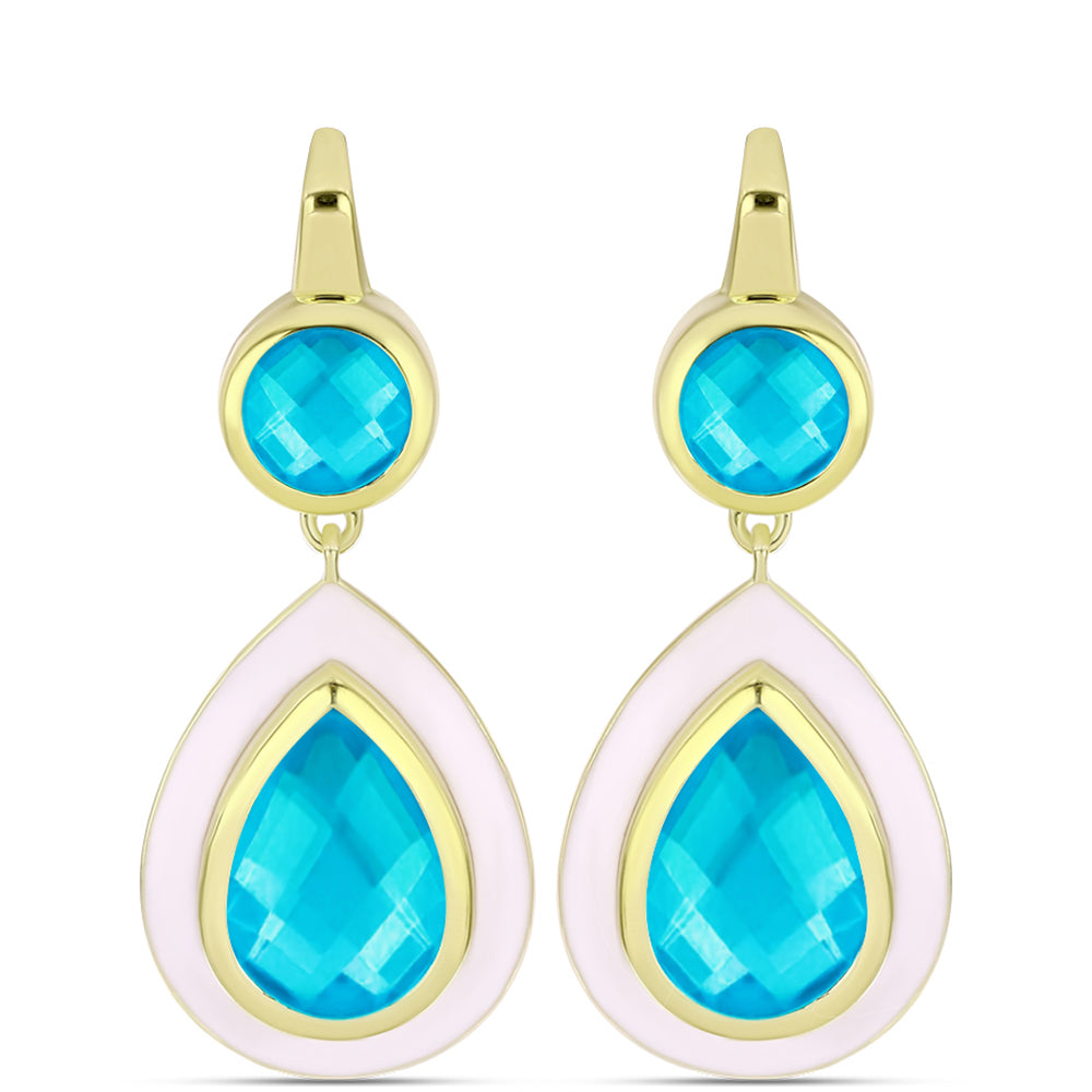 Brincos de Prata com Banho de Ouro com Jade Azul  Contraste: Cabeca de Veado (800)