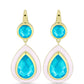 Brincos de Prata com Banho de Ouro com Jade Azul  Contraste: Cabeca de Veado (800)