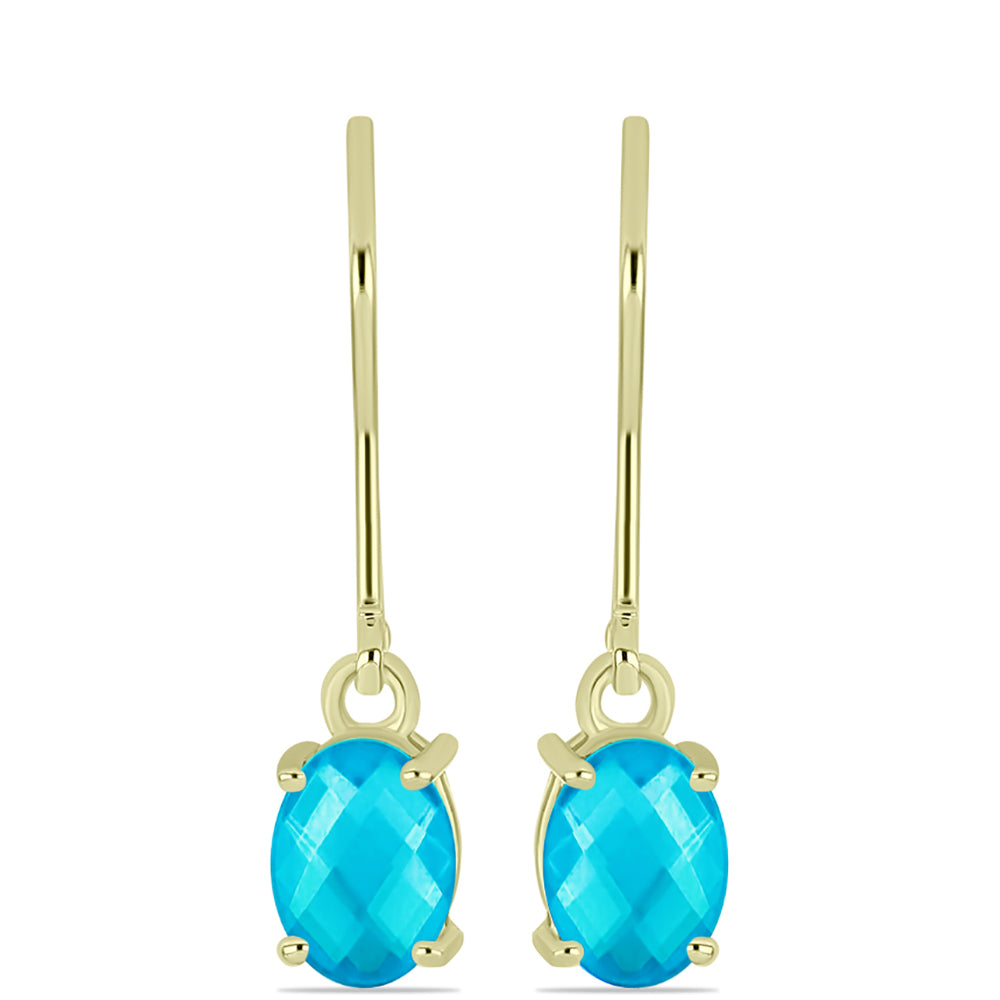 Brincos de Prata com Banho de Ouro com Jade Azul