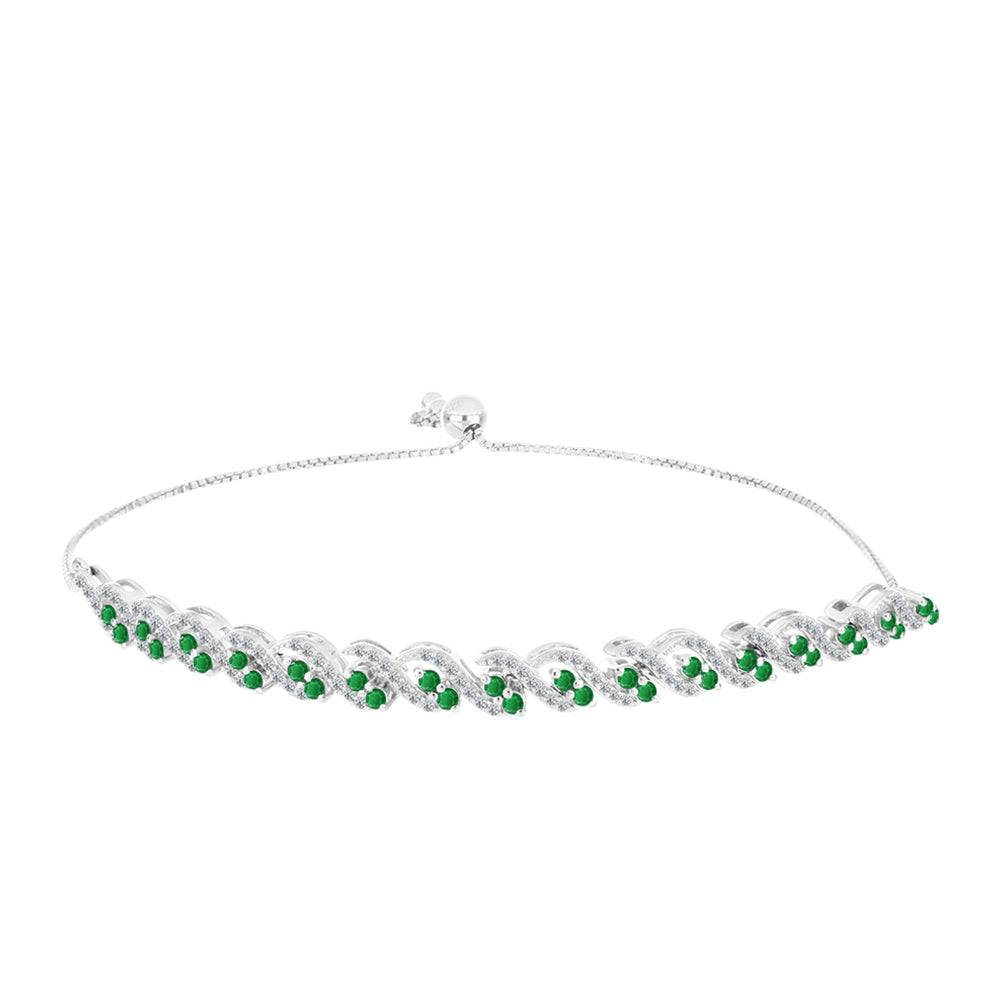 Pulseira de Prata com Esmeralda da Zambézia e Topázio Branco  Contraste: Cabeca de Veado (800) 1 