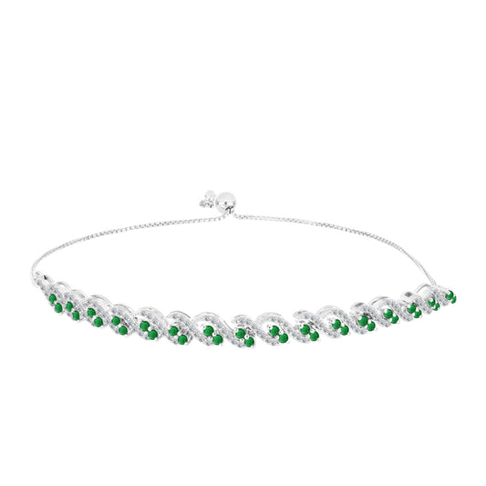 Pulseira de Prata com Esmeralda da Zambézia e Topázio Branco  Contraste: Cabeca de Veado (800)