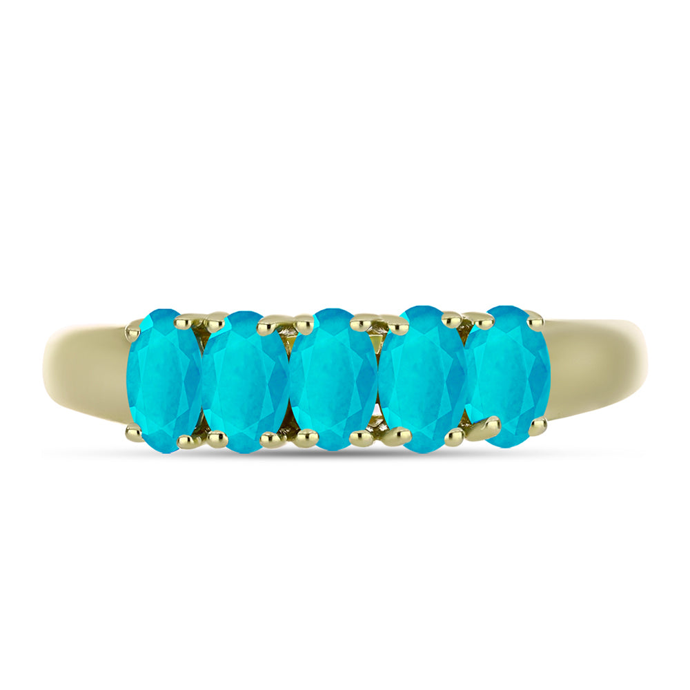 Anel de Prata com Banho de Ouro com Jade Azul 1 