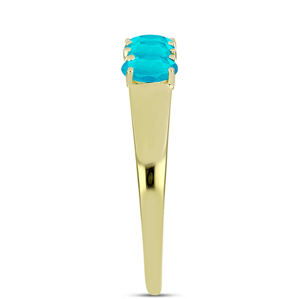 Anel de Prata com Banho de Ouro com Jade Azul