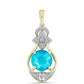 Pendente de Prata com Banho de Ouro com Jade Azul e Topázio Branco