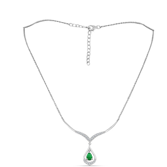 Colar de Prata com Esmeralda da Zambézia e Topázio Branco  Contraste: Cabeca de Veado (800)