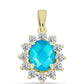 Pendente de Prata com Banho de Ouro com Jade Azul e Topázio Branco