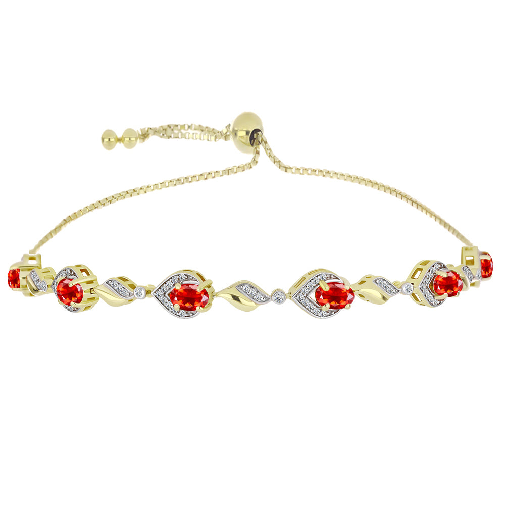 Pulseira de Prata com Banho de Ouro com Opala Fogo de Lega Dembi e Topázio Branco  Contraste: Cabeca de Veado (800)