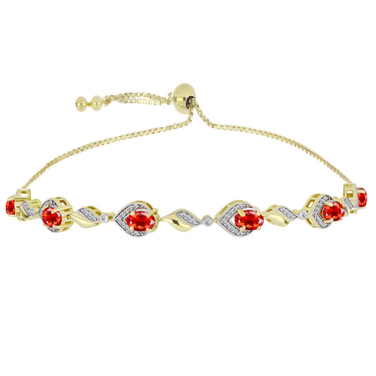 Pulseira de Prata com Banho de Ouro com Opala Fogo de Lega Dembi e Topázio Branco  Contraste: Cabeca de Veado (800)