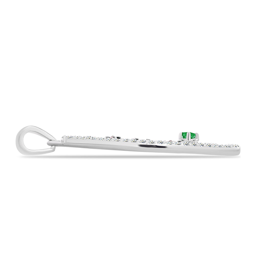 Pendente de Prata com Esmeralda da Zambézia e Topázio Branco  Contraste: Cabeca de Veado (800) 2 