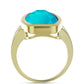 Anel de Prata com Banho de Ouro com Jade Azul  Contraste: Cabeca de Veado (800)