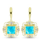 Brincos de Prata com Banho de Ouro com Jade Azul e Topázio Branco  Contraste: Cabeca de Veado (800)