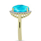 Anel de Prata com Banho de Ouro com Jade Azul e Topázio Branco  Contraste: Cabeca de Veado (800)