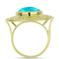 Anel de Prata com Banho de Ouro com Jade Azul  Contraste: Cabeca de Veado (800)