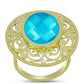 Anel de Prata com Banho de Ouro com Jade Azul  Contraste: Cabeca de Veado (800)