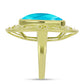Anel de Prata com Banho de Ouro com Jade Azul  Contraste: Cabeca de Veado (800)