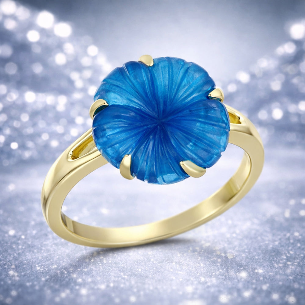 Anel de Prata com Banho de Ouro com Jade Azul 1 