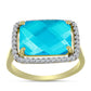 Anel de Prata com Banho de Ouro com Jade Azul e Topázio Branco  Contraste: Cabeca de Veado (800)