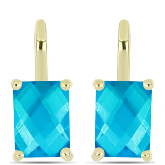 Brincos de Prata com Banho de Ouro com Jade Azul