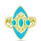 Anel de Prata com Banho de Ouro com Jade Azul  Contraste: Cabeca de Veado (800)