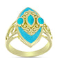 Anel de Prata com Banho de Ouro com Jade Azul  Contraste: Cabeca de Veado (800)