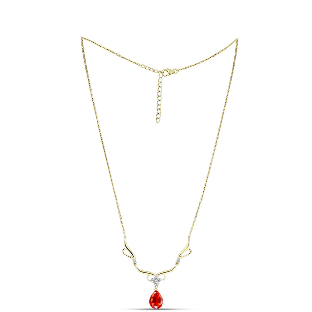 Colar de Prata com Banho de Ouro com Opala Fogo de Lega Dembi e Topázio Branco  Contraste: Cabeca de Veado (800) 1 