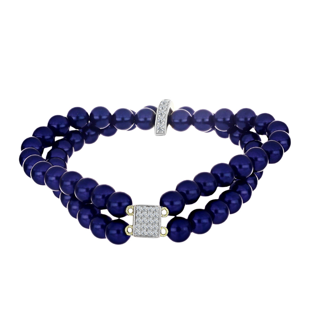 Pulseira de Prata com Banho de Ouro com Pérola Preta de Água Doce e Topázio Branco 1 