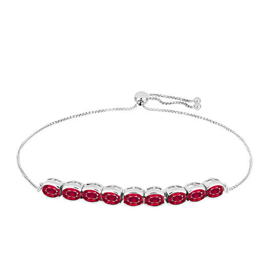 Pulseira de Prata com Rubi de Madagáscar  Contraste: Cabeca de Veado (800)